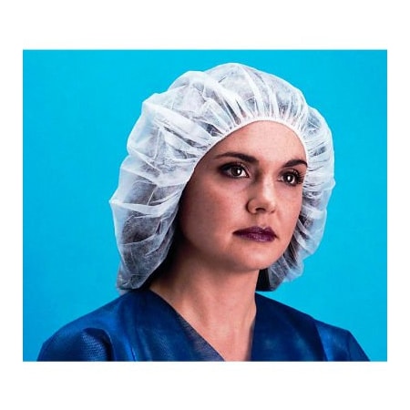 Keystone Safety Lightweight Polypropylene Bouffant Cap, 100% Latex Free, White, 28", 100/Bag 110NWI-10-28-WHITE-1BG